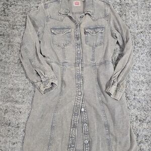 Levi's Grey Washed Denim Button-Front Dress